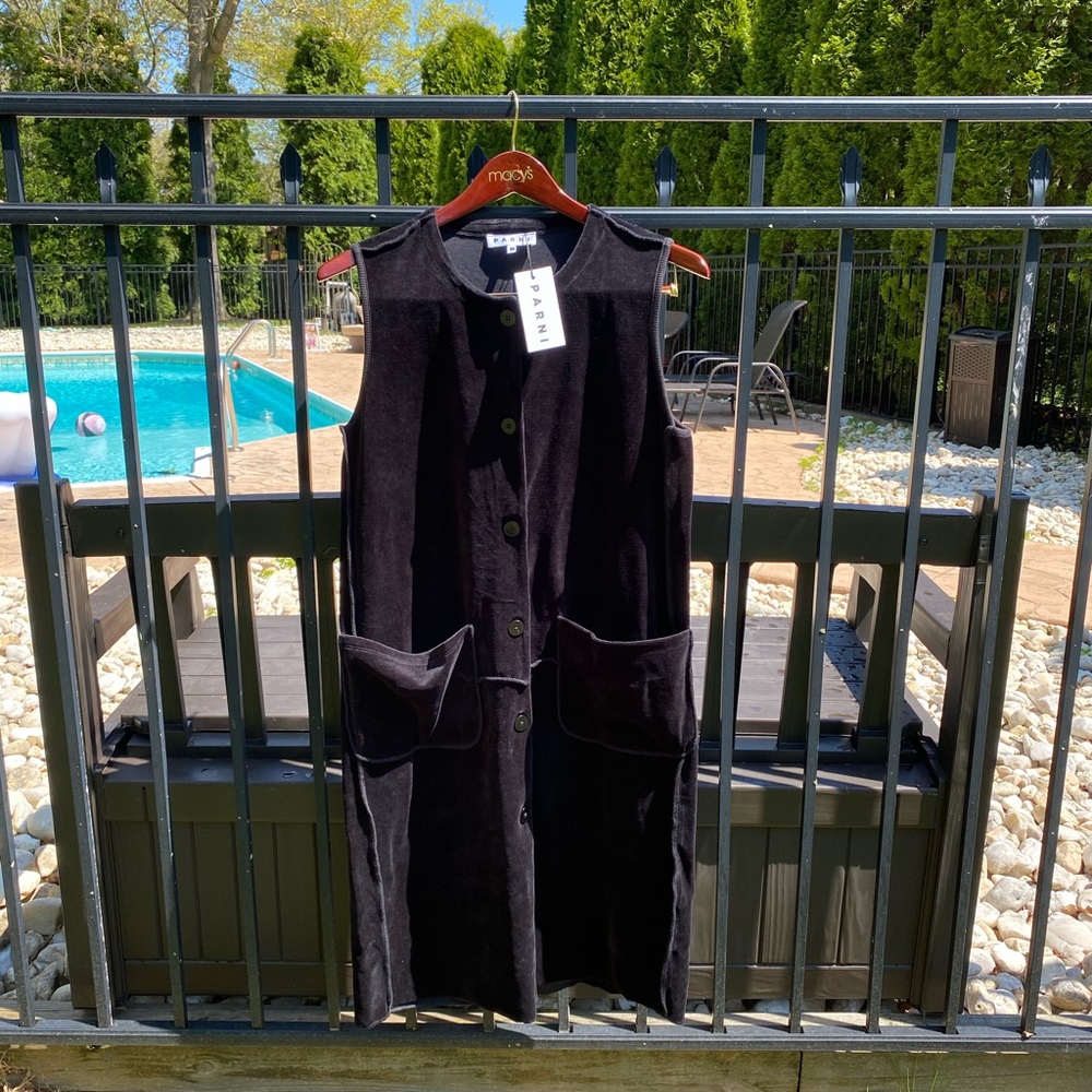 Black velour dress with buttons